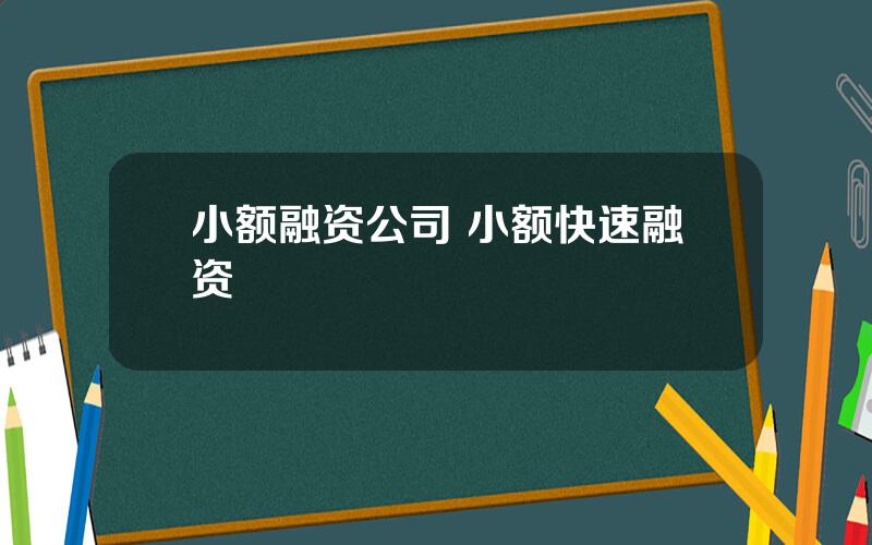 小额融资公司 小额快速融资